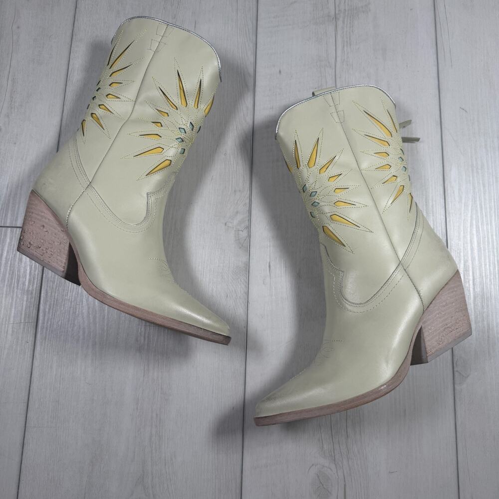 Golo Women's 7.5 Mae Western Boots White Sun Boho Costal Cowgirl Festival